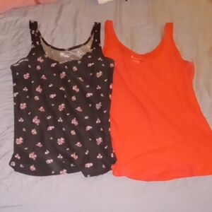 [2-Pack] No Boundaries Black Floral + Pink Tank Tops